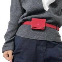 (Red) Korean Styles Waist Pack PU Leather Purse Fanny Pack Suitable For Travel Enthusiasts With Convenient Multi Layer Storage  Red