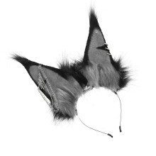(gray black) Children's Plush Animal Ears Hairband Gentle On Skin Headwear Lightweight Headdress For Costume Parties Yellow and black