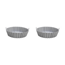 (S) 2 Pack Reusable Round Shape Baskets Silicone Liners Set Oven Safe Cooking Mats Air Fryers Basket for Cooking Use  S