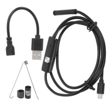 Câmera de inspeção USB tipo cobra, boroscópio tipo C, câmera HD à prova d'água IP67 com iluminação LED ajustável para inspeção de dutos