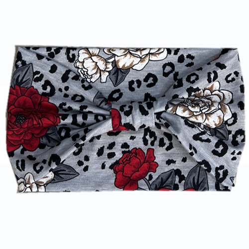 Faixas de cabelo largas e elásticas para mulheres, em tecido macio de algodão e elastano, estilo boho com estampa de leopardo, absorventes de suor.