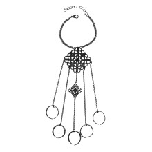 Pulseiras de dedo com borboletas punk, corrente de mão escrava de cristal com design de corrente em estilo gótico, pulseira de renda preta com