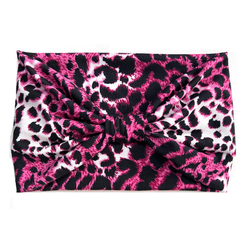 Faixas de cabelo largas e elásticas para mulheres, em tecido macio de algodão e elastano, estilo boho com estampa de leopardo, absorventes de suor.