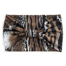Bandă elastică pentru femei, bandă antiderapantă cu design cu nod răsucit, bentițe moi și elastice cu imprimeu leopard, bentițe respirabile,