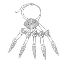 Pulseiras de dedo com borboletas punk, corrente de mão escrava de cristal com design de corrente em estilo gótico, pulseira de renda preta com