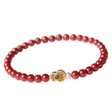 Armband für Wohlstand, Glück und Schutz für Damen, authentischer Feng-Shui-Schmuck aus Zinnober und Jade mit goldenem Kürbisanhänger,