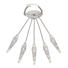 Punk-Handketten-Set mit Ring, übertriebenes, hohles, geschnitztes, goldfarbenes langes Kettenarmband im Gothic-Stil,
