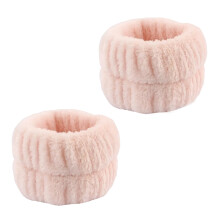 Set di braccialetti e elastici per capelli, accessori spa in morbido tessuto di velluto di corallo per la routine di cura della pelle, fascia per la