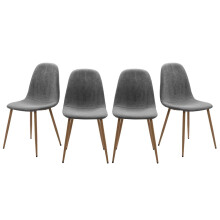 Set of 4 grey corduroy chairs with wooden legs, 43 cm wide - ANYA