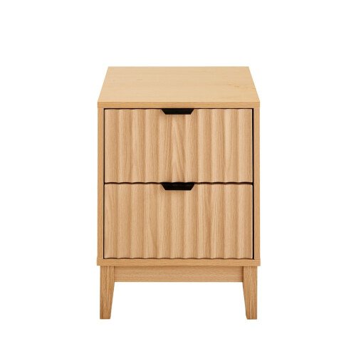 Bedside table with 2 drawers with wave-effect fronts, H52 cm - BOLOGNE