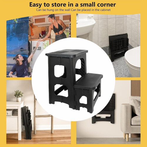 2 Step Folding Step Stool NonSlip Bedside Ladder Stable Portable Lightweight Indoor Outdoor Use 2Step Stool 2