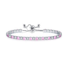 Armband met zirkonia voor dames, verstelbare armband met strasssteentjes en sterling zilveren afwerking, tennisarmband voor dagelijkse elegantie,