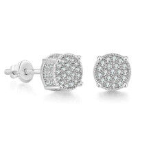 Gold Plated Stud Earrings with Micro Pave CZ, Unisex Design Fashion Stud Earrings for Men Women, Screw Back Durable Design Earrings with Luxury Look,