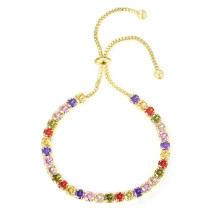 Bracciale dal design minimalista per donna, bracciale impilabile con strass, vestibilità regolabile e finitura placcata in argento sterling,