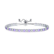 Armband met zirkonia voor dames, verstelbare armband met strasssteentjes en sterling zilveren afwerking, tennisarmband voor dagelijkse elegantie,