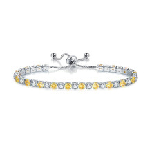 Pulseira feminina ajustável com fecho deslizante, pulseira de tênis com zircônia cúbica e material hipoalergênico, elegante embalagem para
