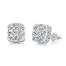 Gold Plated Stud Earrings with Micro Pave CZ, Unisex Design Fashion Stud Earrings for Men Women, Screw Back Durable Design Earrings with Luxury Look,