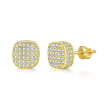 Orecchini a perno placcati in oro con micro pavé di zirconi cubici, design unisex, orecchini a perno alla moda per uomo e donna, chiusura a vite,