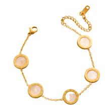 Lucky Clover Bracelet for Women, Charm Bracelet with Four Leaf Clover and Shell Pendant in 18K Gold Finish, Fine Workmanship Titanium Steel Jewelry, L