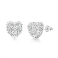 Gold Plated Stud Earrings with Micro Pave CZ, Unisex Design Fashion Stud Earrings for Men Women, Screw Back Durable Design Earrings with Luxury Look,