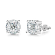 Elegant Stud Earrings For Him And Her, Sparkling Stone Front Bold And Sparkling Personalized Earrings Trendy Gold Plated Jewelry, Perfect Gift For Spe