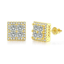 Elegant Stud Earrings For Him And Her, Sparkling Stone Front Bold And Sparkling Personalized Earrings Trendy Gold Plated Jewelry, Perfect Gift For Spe