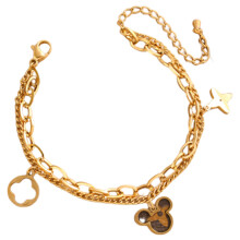 Lyckoarmband för kvinnor, fyrklöver med justerbar design och snäckskal, smycken i 18K guldpläterat titanstål, hudsäker, blekfri finish.