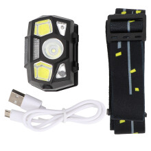 Verstellbare, wiederaufladbare LED-Stirnlampe, superhelle, wasserdichte, ultraleichte Freisprech-Stirnlampe mit Bewegungssensor für Outdoor-Abenteuer