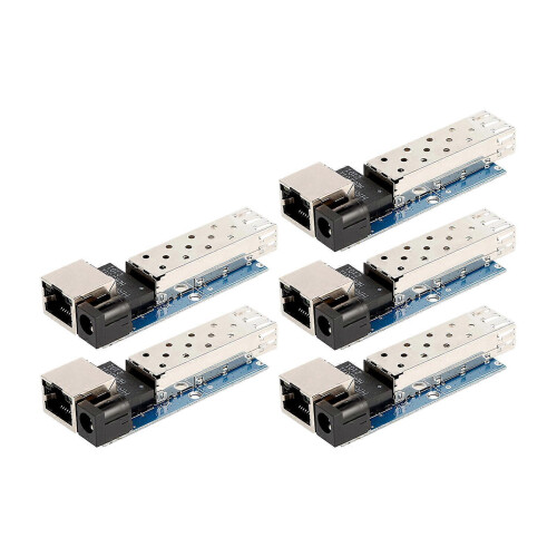 (5 pack) Gigabit Ethernet Fiber Opticals Converters Supporting SFPs Module and PCB Metal Base Design Multicolor