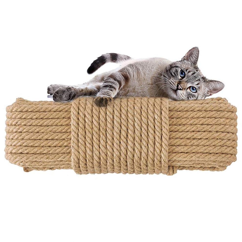 Aoneky 6Mm/ 8Mm/10Mm Cat Scratching Sisal Rope Posts Trees Replacement 33Ft-328Ft, Hemp Rope For Decoration, Diy Or Repairing(328Ft, 6Mm) 5051222177433