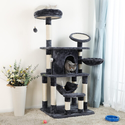 FEANDREA FEANDREA Cat Tree Multi-level Cat Play House Sisal Scratching Pad and Posts PCT25G 1