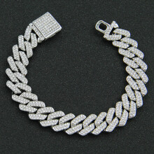 Collana cubana Miami per trendsetter, catena a maglie cubane con gioielli hip hop iced out e strass di alta qualità, lunghezza regolabile Bling