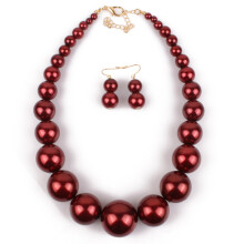 Ohrring-Set mit Statement-Halskette aus Kunstperlen, mehrreihiger, auffälliger Schmuck für Damen, modisches Choker-Halsband mit großen