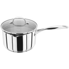 Stellar Profile Stainless Steel Draining Saucepan with Lid 20cm 3.25L Induction Ready, Oven Safe, Dishwasher