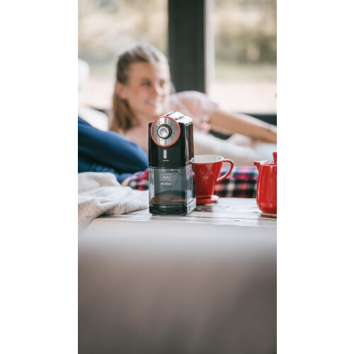 Melitta Melitta Molino Coffee Grinder, 1019-01, Electric Coffee Grinder, Flat Grinding Disc, Black/Red 1