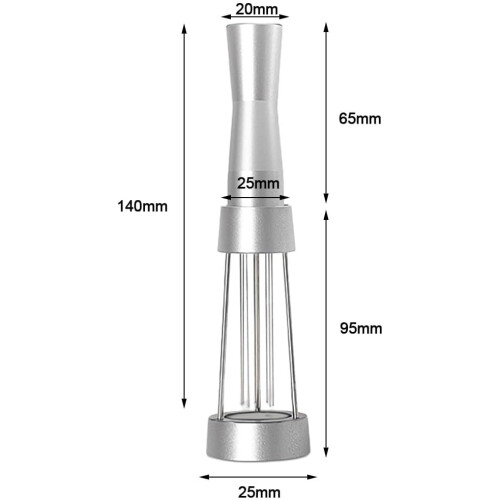 Coffee Distribution Tool with Eight Needle Espresso Stirrer, Stainless Steel and ABS Handle, Silver Base 1