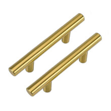 2 Piece Gold Handles for Chest Of Drawers T Bar Drawer Pull Handles 64mm Hole Centers