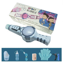 (Blue) Handheld Bubble Machine Fun Safe Elastic Bubbles Hand Gloves for Kids