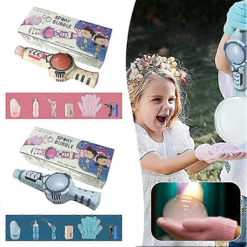 (Blue) Handheld Bubble Machine Fun Safe Elastic Bubbles Hand Gloves for Kids 1