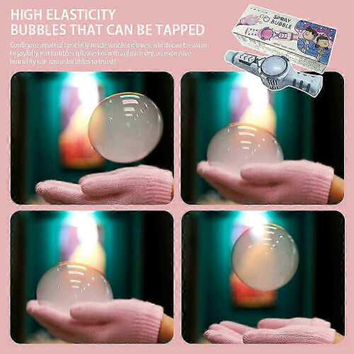 (Blue) Handheld Bubble Machine Fun Safe Elastic Bubbles Hand Gloves for Kids 2