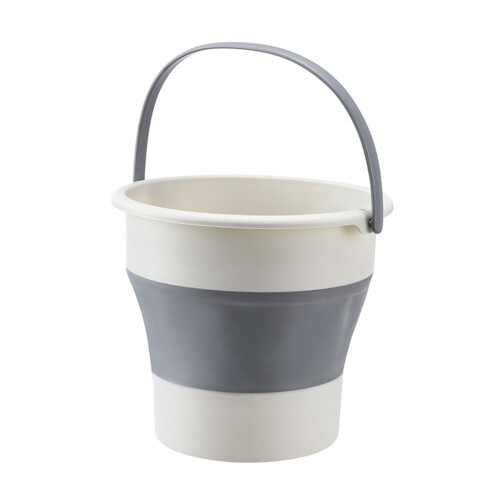 Collapsible Bucket with Handle Portable Folding-White gray