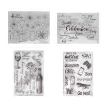 Průhledná silikonová razítka, čirá opakovaně použitelná razítka pro DIY scrapbooking, narozeninové tematické vzory, skvěle fungují s