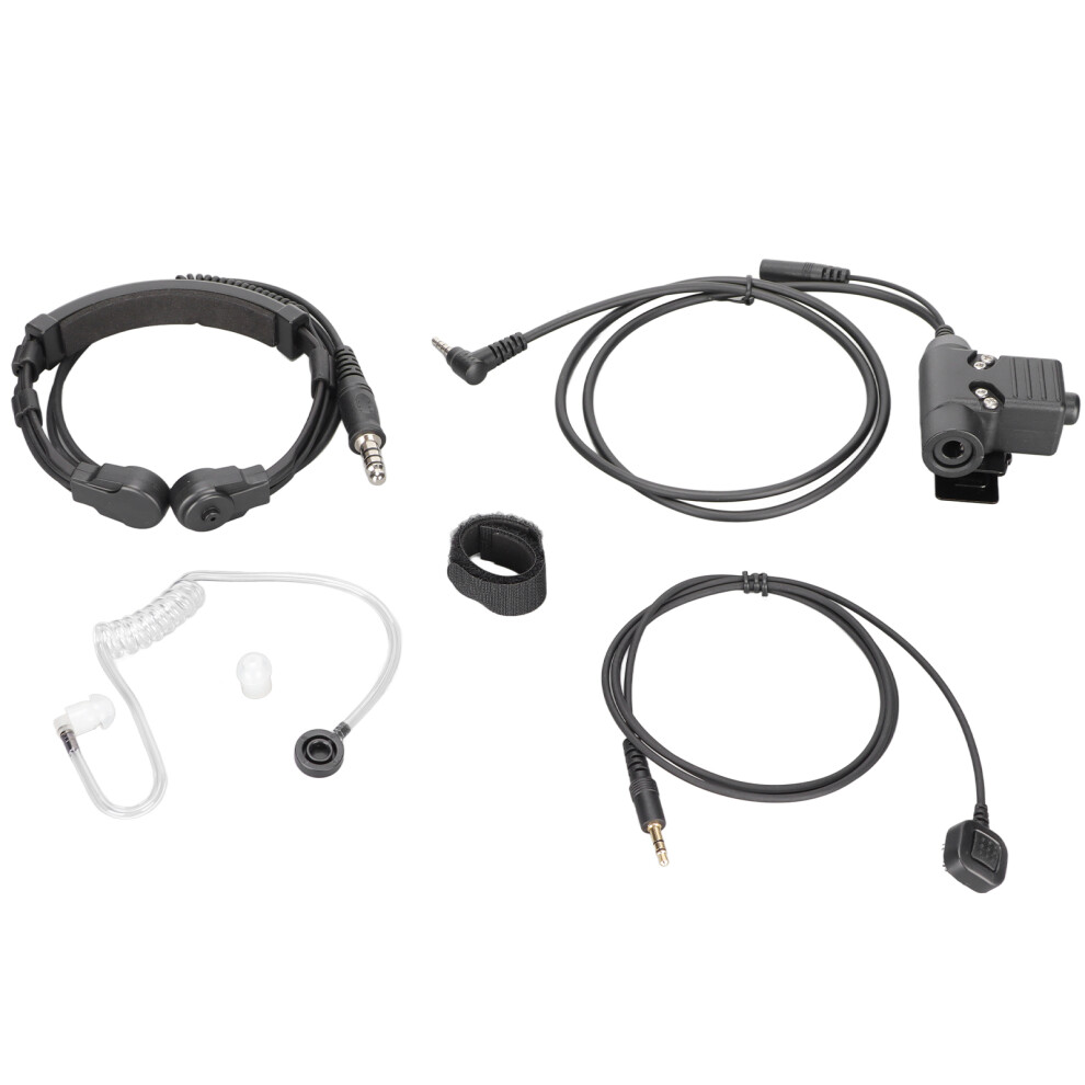 Tactical Throat Mic Headset Acoustic Tube Earpiece With U94 Ptt Button For Walkie Talkies Covert Communication Low Noise Background Noise Reduction 9138057536775