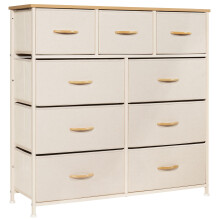LYNCOHOME Chest of Drawers, Bedroom Drawers, Fabric Dresser with Wood Top and Large Storage Space, Easy to Assemble, for Bedroom, Living room, Kids