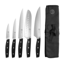 MasterChef Chef Knife Set with Bag, Professional Chef Knives x 5 with Knife Roll Bag, Premium Kitchen Knife Set with High Carbon Stainless Steel