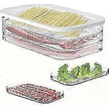 (2pcs) 3-Tier Stackable Deli Meat Container for Fridge - Transparent Airtight Food Storage with Lid for Cold Cuts, Cheese & Bacon (Large Capacity)