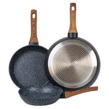 wellhouse 3PCS Non Stick Frying Pan Set Saute Fry Pan Granite Skillet Egg Omelette Pans Heat-Resistant Handle Nonstick Pots and Pans Cookware Set with