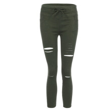 Pantalones ajustados de talle alto para mujer, leggings elásticos rasgados con tejido elástico y ajuste suave y transpirable, pantalones ajustados