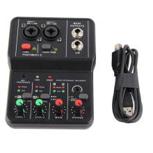 Audiomixer für Live-Tonaufnahmen, tragbare Live-Soundkarte mit 48V Phantomspeisung, kompaktes Soundmischpult mit hoher Audiogenauigkeit und