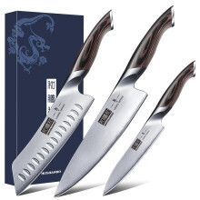 HOSHANHO 3 Pieces Knife Set, Professional Japanese High Carbon Stainless Steel Kitchen Knife Set, Ultra Sharp Chef Knives Sets with Ergonomic